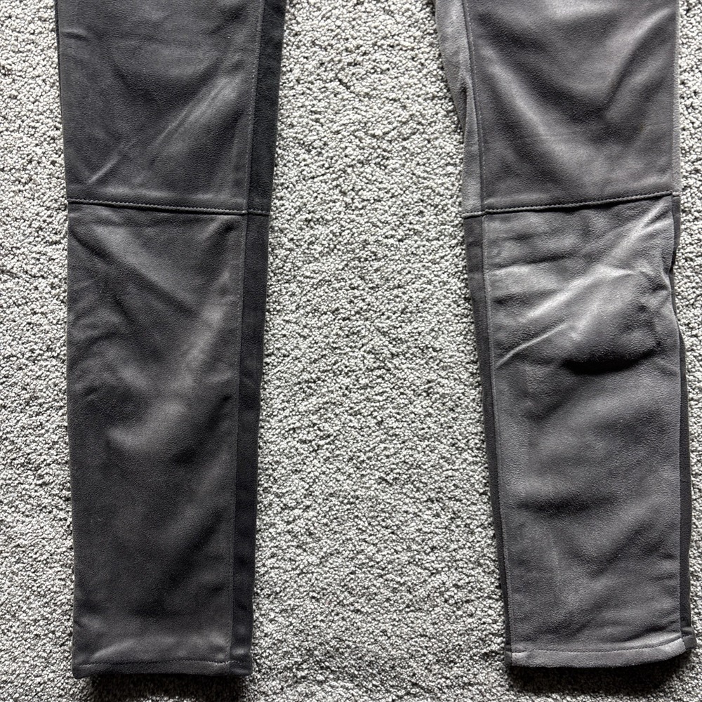 MNML Denim Button Fly Jeans Patchwork Suede Mens 28x34 Colorblock Black Gray NWT - Picture 2 of 16